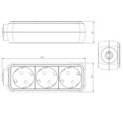 Bachmann Bachmann 3x Schuko H05VV-F 3G 1.50mm2 16A / 3680W 3m 3AC Izhodi 3m Bela podaljšek Bachmann 387.271S razdelilna letev  bela vtičnica 1 kos, (20454566)