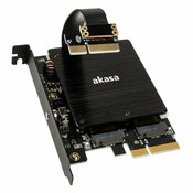 Akasa dvojni adapter M.2 na PCIex z RGB hladilnikom