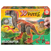 Puzzle dinosaurus Velociraptor 3D Creature Educa dĺžka 55 cm 64 dielov od 6 rokov EDU19382