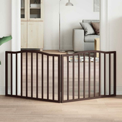 Vidaxl Vrata za pse zložljiva 2 panela rjava 160 cm topolovina