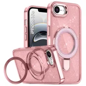 Overboard Ovitek za iPhone 17e/16e, bleščeče magnetno stojalo, roza