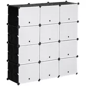 Homestar omara za čevlje 12-kocka modularna enota za shranjevanje 125x32x125 cm črno-bela