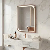 Stensko ogledalo LED ZONE 80x60 BRUSH ROSE GOLD
