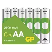 Polnilna baterija GP ReCyko 2600 mAh HR6 (AA) 6kos 6/1