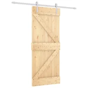 Vidaxl Drsna vrata Naravna in bela 85 x 210 cm Masiven borov les