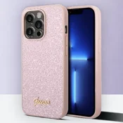 Guess Etui Guess Glitter Script na iPhone 14 Pro Max - roza