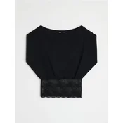 Sinsay - Pamucna bluza s cipkastim detaljima - crno