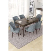Hanah Home Set Trpezarijski sto i 6 stolica Nef, Sivo-braon