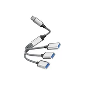 INF Razdelilnik USB zvezdišča Type-C s 3 priključki Silver, (21732178)