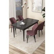 Hanah Home Set Trpezarijski sto i 4 stolice Arp, Prljavo roze