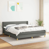 Greatstore Box spring postelja z vzmetnico temno siva 180x200 cm blago