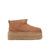 Snežke iz semiša UGG W Classic Ultra Mini Platform, rjava barva