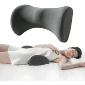 Nikcorp Ortopedska lędźwijska blazina Memory Foam ergonomsko pištjo opora chrbtice proti bolesti, siva, mäkký priedušný úpletový poťah, skrytý zips, na posteľ pohovku relax kreslo, relax pri spaní