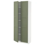 METOD Visoki element s policama, bela/Axstad sivozelena, 80x37x200 cm