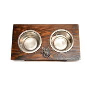 shumee Cairn terier - leseno stojalo s pasjimi posodicami, jeklene pasje posodice, darilo za posvojitev psa znamke Art-Dog