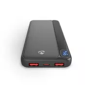 Nedis PBKPD20W125BK power bank, prijenosna vanjska baterija, 10.000 mAh power bank, 1,5 / 1,67 / 2,0 / 2,22 / 3,0 A