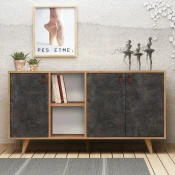 Hanah Home Komoda Planky 140x86x40cm Hrast-Tamnosiva
