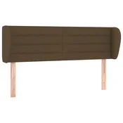 Vidaxl Vzglavje z ušesi temno rjavo 147x23x78/88 cm blago
