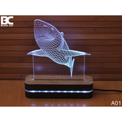 Black Cut 3D Lampa Ajkula, Toplo bela