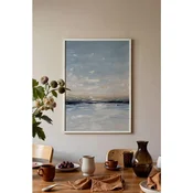 WallXpert uramljena slika 115218, apstraktni morski pejzaž sa plavim nebom i oblacima, 30 x 40 cm, beli ram