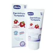 Chicco Oral Care zobna pasta za otroke 12 m+ okus Strawberry (Sanitising Action in the Oral Cavity  No Fluoride) 50 ml