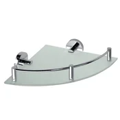 SAPHO X-ROUND E kromirana kotna steklena polica s trakom 255x60x230mm