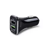 X WAVE USB brzi AUTO punjač za mobilne, tablete, Dual 2 xUSB 3.1.A/2A/1.5A utičnica 5/9/12V Crna