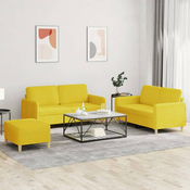 vidaXL vidaXL Sedežna garnitura 3-delna z blazinami svetlo rumeno blago, (20924338)