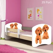 Djecji krevet ACMA s motivom, bocna sonoma 140x70 cm 39 Psici