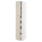 METOD/MAXIMERA Visoka omara z 2 vrati/4 predali, bela/Havstorp bež, 40x60x220 cm