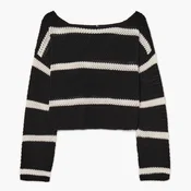 Cropp - Črtast bombažen pulover - črna