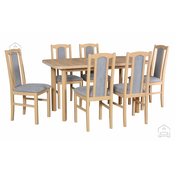 Komplet za jedilnico Miza Wenus 2P sonoma + 6 stolov Bos 7 sonoma 1B