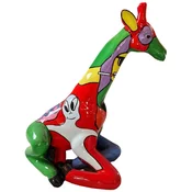 Casa Padrino luxury decorative sculpture giraffe colorful H. 80 cm - XXL decorative sculpture - XXL decorative figure - XXL animal figure - Large decorative figure - Luxury XXL figures