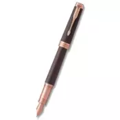 PARKER Naliv pero Premier Soft Brown PGT - 1931406 Bela, Srednje tanki vrh (Medium), Crno mastilo, 1 kom