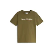 TOMMY HILFIGER Majica Brand Love zelena / bela