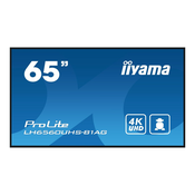 IIYAMA LH6560UHS-B1AG 65inch 3840x2160 UHD VA panel Haze 25perc 500cd/m Landscape and Portrait Wallmount Included
