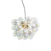 Art Deco viseča svetilka zlata z mavričnim steklom 50cm 8-luči - Uvas