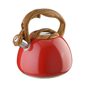 EVA čajnik s ručkom u imitaciji drva 3l / crveni / indukcija / nehrđajući čelik, pvc