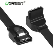 Ugreen Ploščati kotni kabel SATA 1.0-3.0 do 5 Gb/s, 0,5 m – črn
