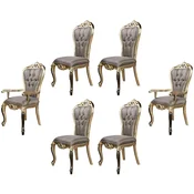 Casa Padrino luxury baroque dining chair set of 6 purple/antique gold/black - Handmade baroque style kitchen chairs - Baroque dining room furniture - Luxury furniture baroque style