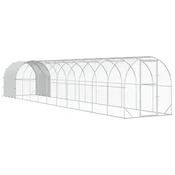 vidaXL Hiša za kokoši Srebrna 1200 x 200 x 200 cm Pocinkano jeklo