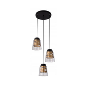 Fresno Pendant Talerz Black 3X60W E27 Colorless Lampshade