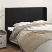 Vidaxl vidaXL Vzglavnik s krilci črne barve 203x16x118/128 cm umetno usnje