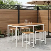 vidaXL Vrtni Bar Miza Naravna in bela 196 x 100,5 x 105 cm