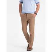OMBRE Moške hlače chino SLIM FIT svetlo rjave barve MDN124464 L