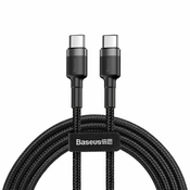 BASEUS Cafule Cable robusten najlonski kabel USB-C PD/USB-C PD PD2.0 60W 20V 3A QC3.0 2M črna/siva (CATKLF-HG1)