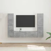 Set TV komoda 6 pcs Betonski sivi Konstruirano drvo