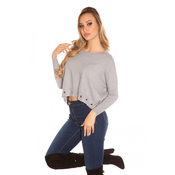 Oversize pulover s kovinskimi obročki