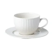 Garn. šolja za kafu Embossed Stripe 240ml 6/1 sa tanjiricima bela