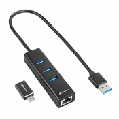 Sharkoon 4044951037575 priključna stanica i replikator porta za prijenosno računalo Bežično USB 3.2 Gen 1 (3.1 Gen 1) Type-C Crno